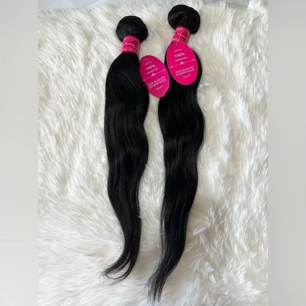 100% Natural Black Human hair Bundles 18”‎ & 20” in Straight wavy hair